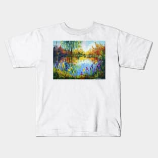 Irises by the pond Kids T-Shirt